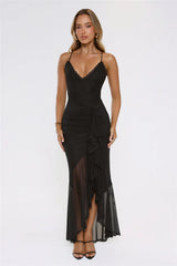 Whispered Dreams Mesh Maxi Dress Black