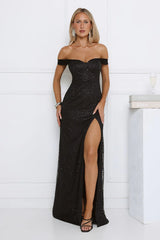 Exclusive Guest List Off Shoulder Maxi Dress Black
