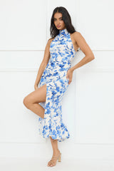 Cupid’s Kiss Halter Midi Dress Blue