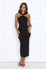 Gilded Nights Midi Dress Black