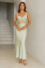 Permission To Party Satin Maxi Dress Sage