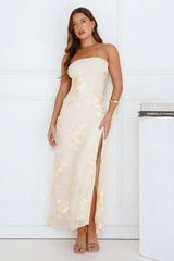 Iconic Influence Strapless Mesh Maxi Dress Yellow