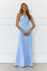 Gleam Dream Satin Maxi Dress Blue