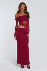 In The Current Strapless Maxi Dress Red