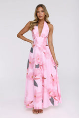 Femme Queen Halter Maxi Dress Pink