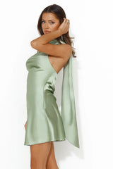 Luxe Arrival Satin Mini Dress Sage