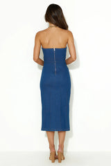 Successful Girl Strapless Midi Dress Denim