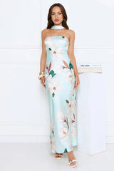 Softly Radiant Satin Maxi Dress Green