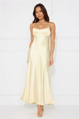 Silk Shimmers Satin Maxi Dress Yellow