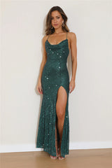Perfect Attraction Sequin Maxi Dress Forest Green