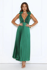 Honeyed Luxe Satin Maxi Dress Green