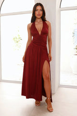 Harlow Halter Maxi Dress Wine