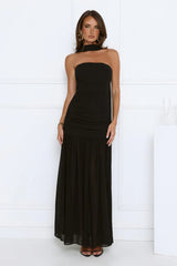 Soirée Glow Strapless Maxi Dress Black
