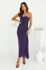 Midnight Sparkle Strapless Maxi Dress Navy