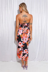 The One For Me Satin Midi Dress Black