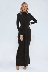 Sophisticated Style Long Sleeve Maxi Dress Black