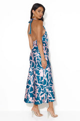 Get On This Level Halter Maxi Dress Blue