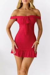 Tides Of Love Off Shoulder Mini Dress Red