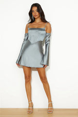 Channel Me Satin Mini Dress Sage