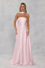 Satin Neck Scarf Light Pink