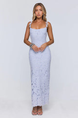 Daydreaming Light Embroidered Maxi Dress Blue