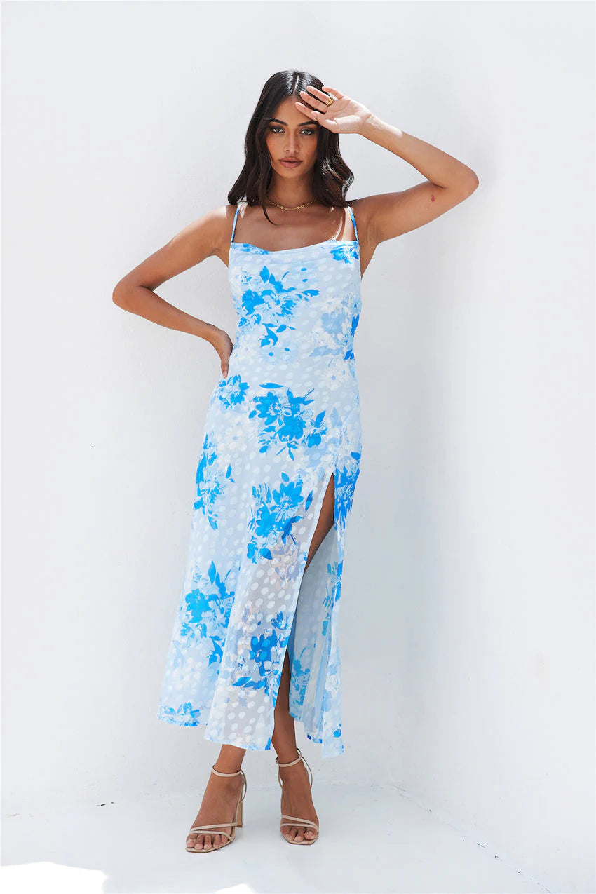 Into Spring Midi Dress Blue