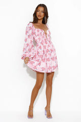 Expressing Fun Long Sleeve Mini Dress Pink