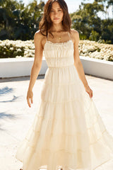 Beauty Retreat Halter Maxi Dress Beige