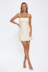 Glamour Nights Sequin Strappy Mini Dress Yellow