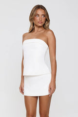 Soft Feminine Tailored Strapless Top White
