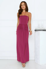 Rose Serenade Strapless Maxi Dress Plum