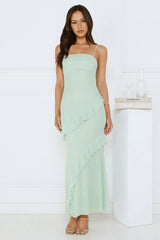 Luxe Minimalist Mesh Maxi Dress Sage