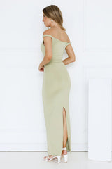 Into My Cart Off Shoulder Maxi Dress Sage