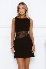 Sleek Lace Panel Bodycon Mini Dress Black