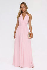 Eternal Coastline Halter Maxi Dress Pink