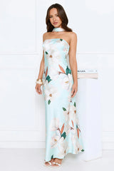 Softly Radiant Satin Maxi Dress Green