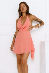 Paloma Halter Mini Dress Coral