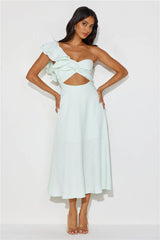 Mystery Lover One Shoulder Maxi Dress Sage