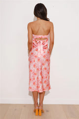 With Friends Satin Midi Dress Pink