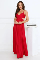 In My Prime Satin Maxi Dress Red