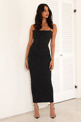 Romantic Entrance Lace Maxi Dress Black