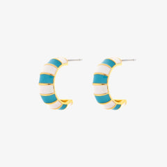 Striped Enamel Gold Hoop Earrings