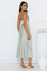 Emberly Satin Midi Dress Sage