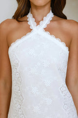 Vintage Valentine Lace Halter Mini Dress White