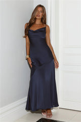 Brilliant Belle Satin Maxi Dress Navy