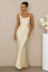 The Madeline Cowl Satin Maxi Dress Yellow
