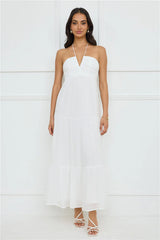 Sunshine Escape Halter Maxi Dress White