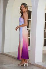 Shimmers In Silk Satin Maxi Dress Purple