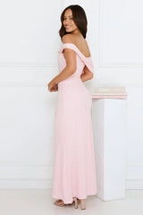 Slay the Night Off Shoulder Maxi Dress Pink