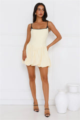 Style Icon Bubble Mini Dress Yellow